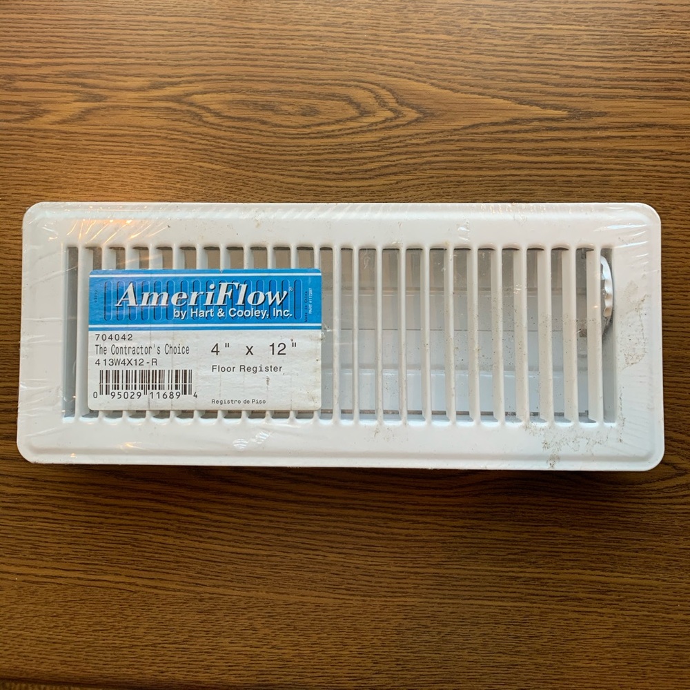 4 x 12 inch floor register - white - metal